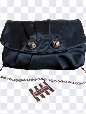 Henri Bendel Knot Mi Satin Clutch Shoulder Bag Black w Original HB retail tag